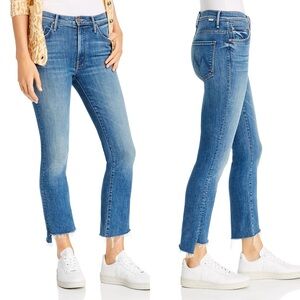 MOTHER Jeans The Insider Crop Step Fray Flared in Wild Game Medium Blue Size 25